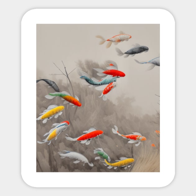 The Art of Koi Fish: A Visual Feast for Your Eyes 21 Sticker by Painthat